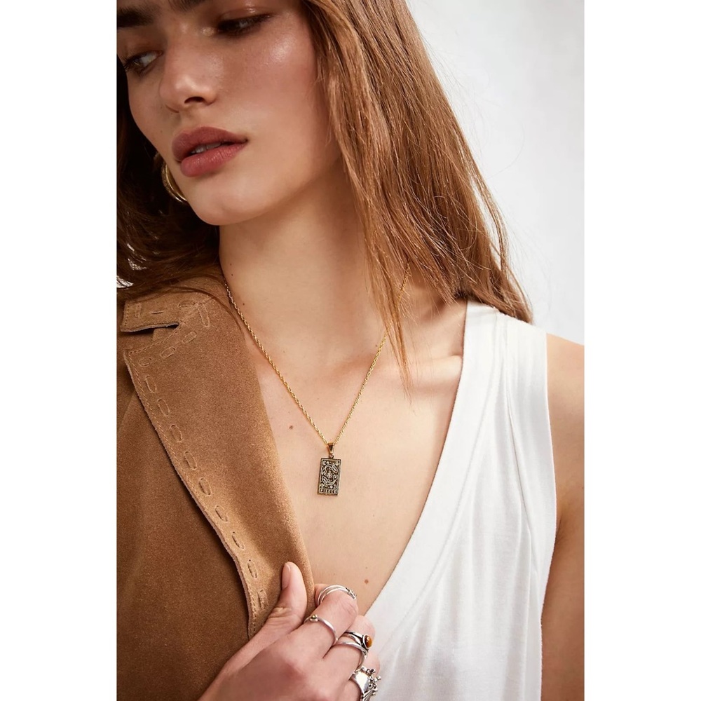 NEW Free People SCORPIO Zodiac 14k Gold Dipped Layered Pendant Necklace